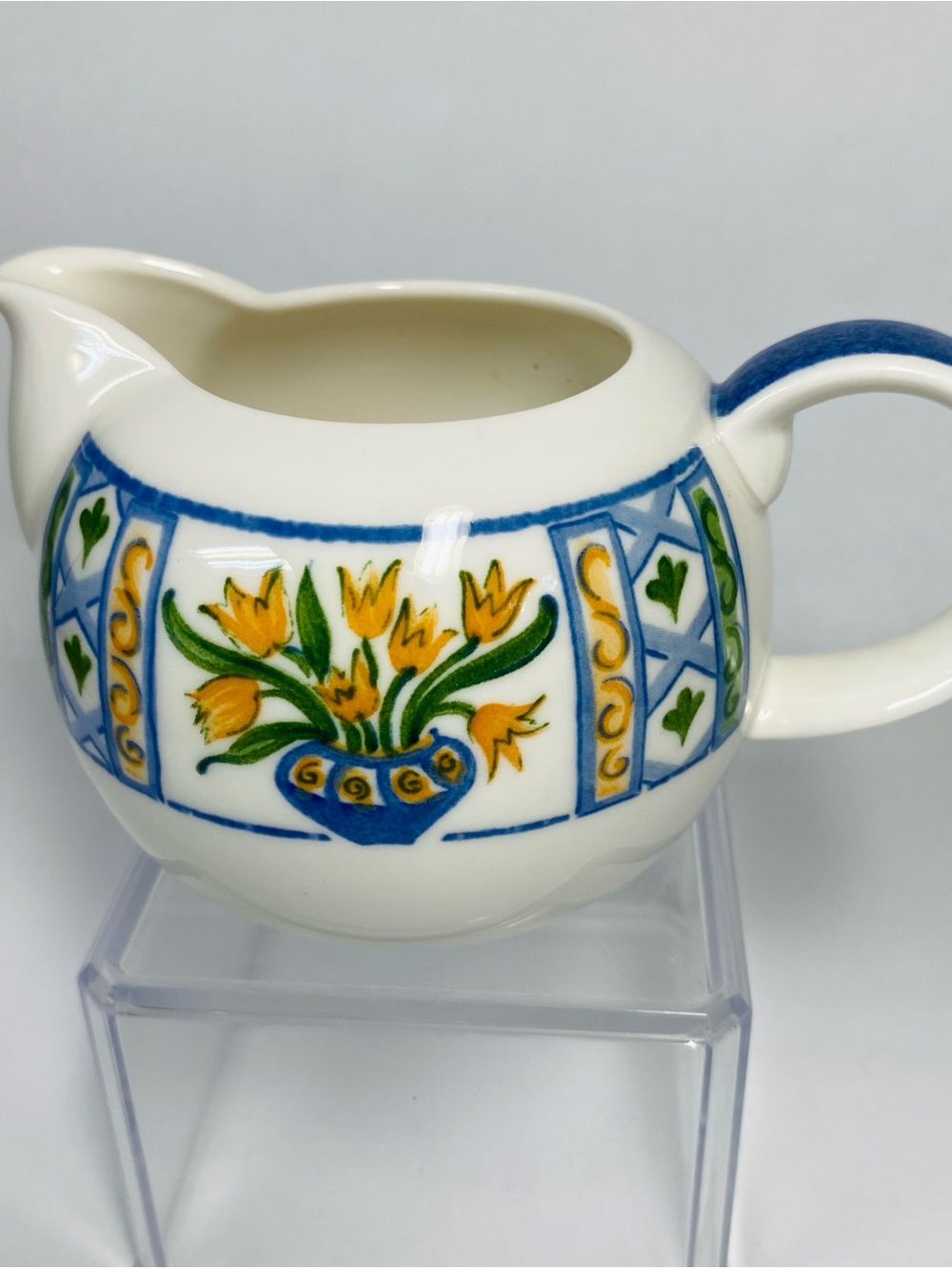 Doulton Everyday, Marisol Ceramic Floral Creamer Pitcher White, Blue and Yellow